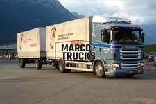 LKW Foto Scania R-series Planensattelzug Schweiz blau MINIMAX Brandschutz #k6lt