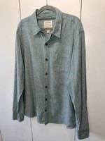 FatFace Green Linen Blend Shirt Long Sleeve Button Up Size L Men's Casual Summer