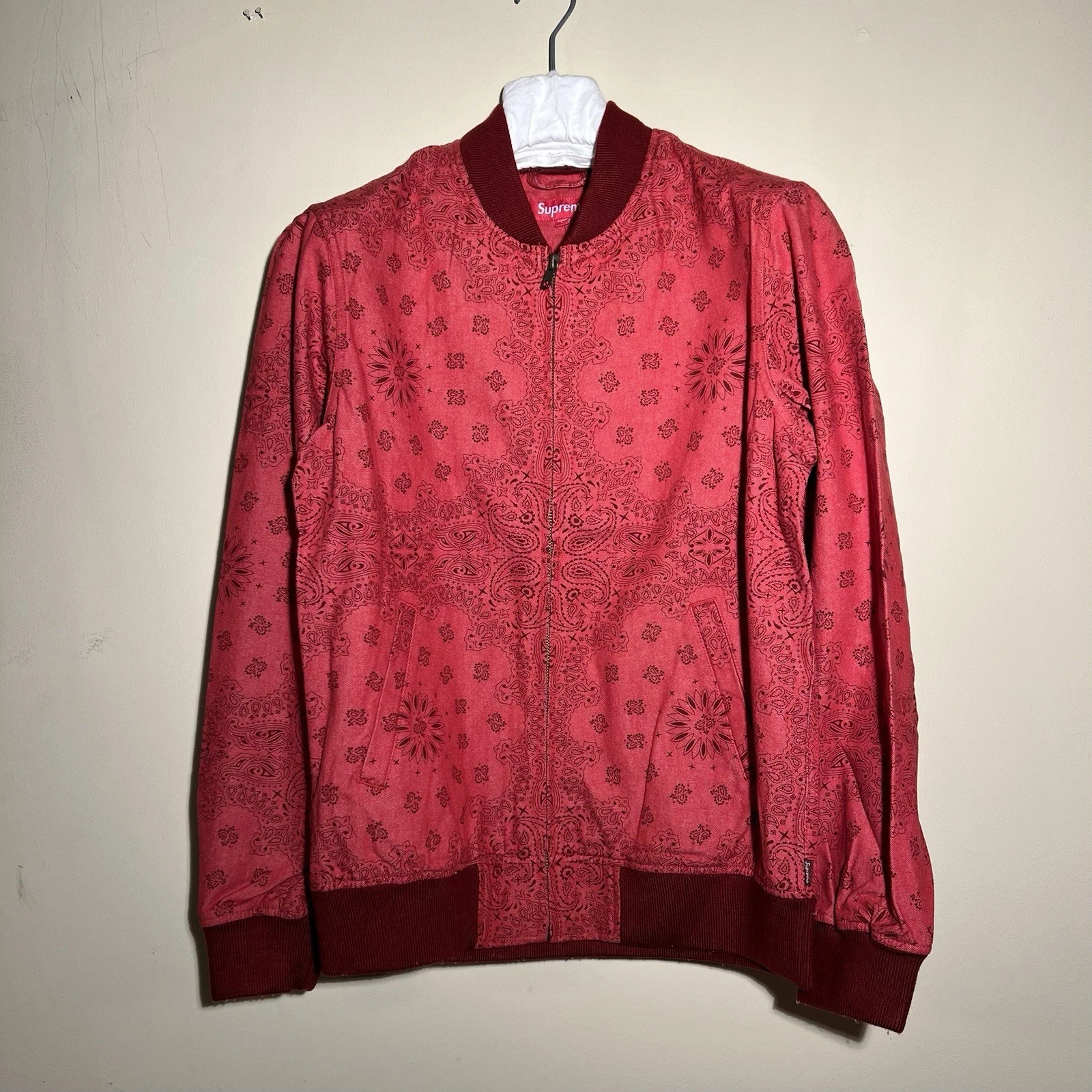 Veste campus en jean SS13 SUPREME bandana rouge taille L
