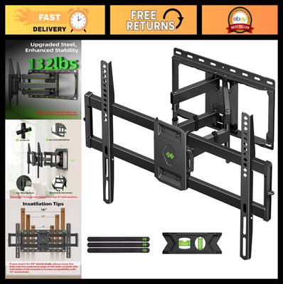 Full Motion TV Wall Mount for 42-90'' Flat Screen/LED/4K - Dual Swivel, Tilt, VES