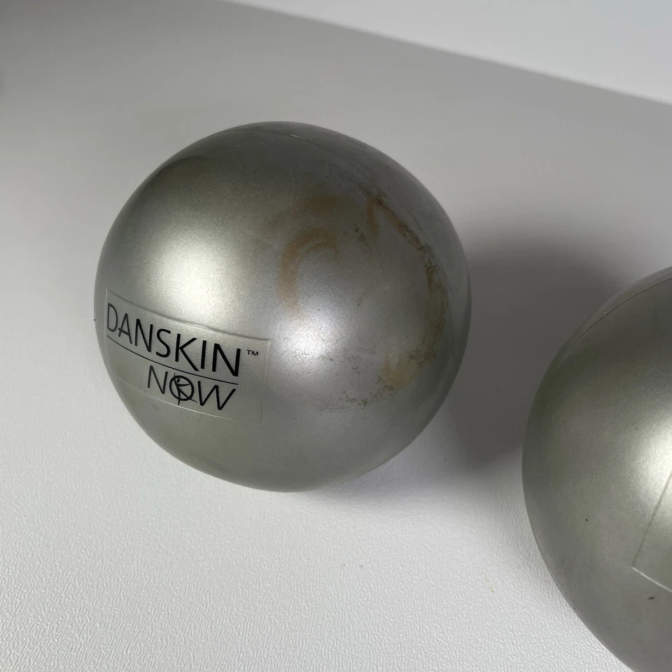 Danskin Now Two 2 Lb Weight Balls Silver Workout Yoga Medicine Toning Dumbbell - Image 2 of 4