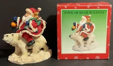 2001 Gift Link 8” Polar Bear With Santa Original Box