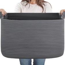 65L Large Storage Basket, Cotton Rope Woven Blanket Basket, Toy Storage for B...
