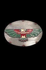 Siskiyou 1992 Southwest Native Style Metal Enamel Thunderbird Belt Buckle