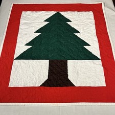 Handmade Christmas Tree Wall Hanging Quilted Country Primitive 37x35 Simple