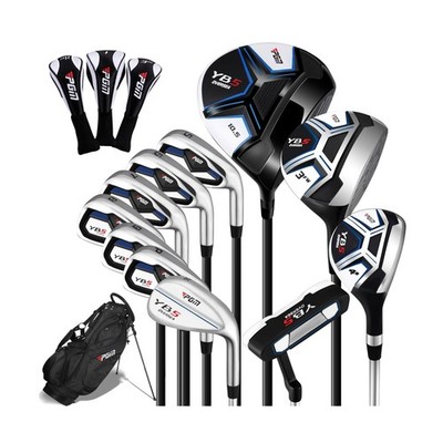 PGM 12/15 Pieces Men's Complete Golf Club Set with Driver, Fairway, Hybrid, I...