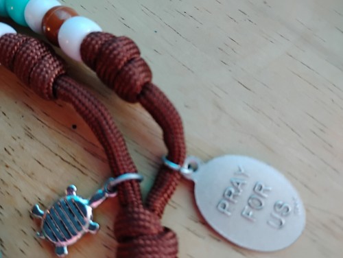St Kateri Tekakwitha Rosary Beads Paracord Turquoise medal Native American - Picture 7 of 10