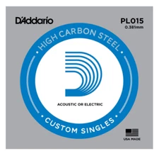 5 Pack D'Addario PL015 Single Guitar String .015 Steel Electric or Acoustic