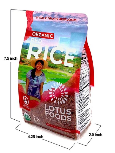 (4 Bags) Lotus Foods Organic Heirloom Red Rice Gluten Free 426g - 15oz each - Bild 6 von 6