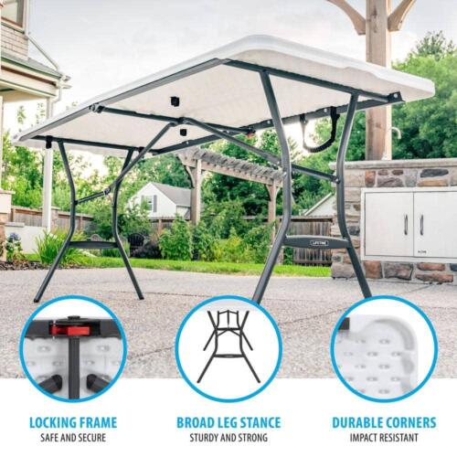 Lifetime Folding Table Fold-In-Half White 6Seats Plastic/Metal Locking Frame - Picture 3 of 12
