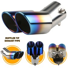 Car Rear Dual Exhaust Pipe Tail Muffler Tip Blue Chrome Auto Accessories Replace