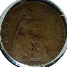 1921 UNITED KINGDOM HALF PENNY - KM # 809 - FC 467