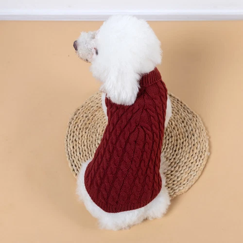 Winter Knitted Puppy Dog Jumper Sweater Pet Knit Clothes For Small Dogs Dog Coat - Picture 8 of 26