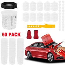 50 Pack Pps Cups Disposable Paint Spray Gun Cup Liners And Lid System 125 Mic