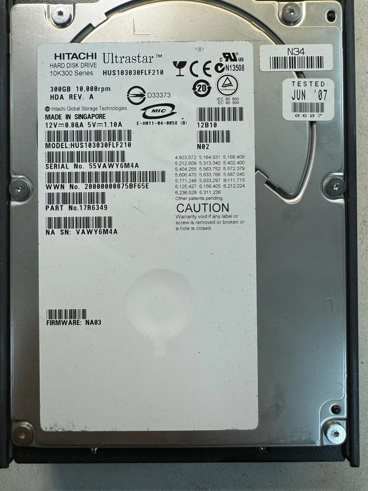 HITACHI HUS103030FLF210 17R6349 300GB 10K RPM 16 MB Fibre Channel 2Gbps 3.5" - Image 2 of 4