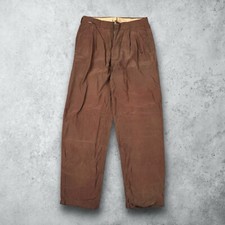 Vintage 50s Gabardine Rayon Pleated Trouser Textured Pants Size 31x31 Drop Loop