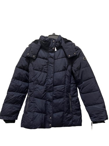 Calvin Klein Daunen Stepp Full Zip Puffer Jacke Kapuze mittellanger Mantel Gr. M