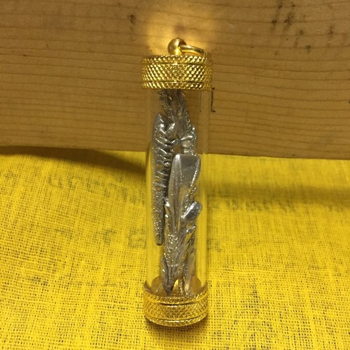 Leklai Ngern Yuang Chor Amulet Thai Gold Plated Takrut Tube Silver Lp Magic Luck - Picture 6 of 8