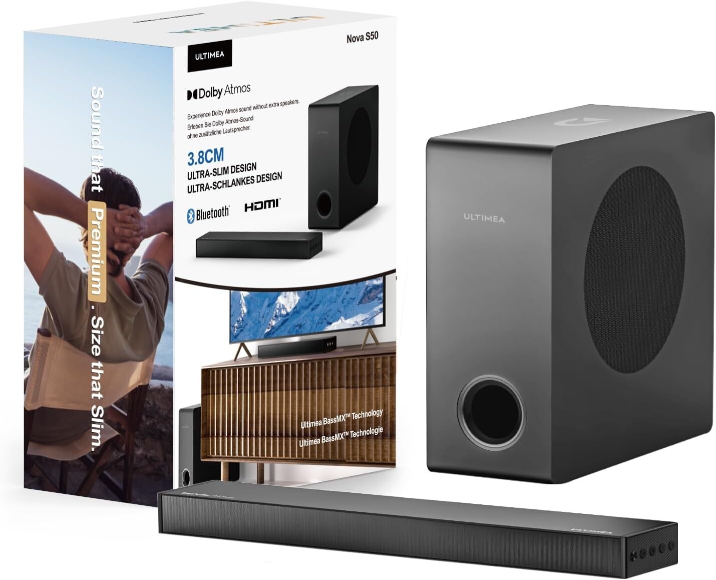 Dolby Atmos Soundbar per dispositivi TV, sistema audio surround per TV Sound...