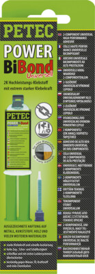PETEC 98625 POWER BIBOND TOPFZEIT 3 MINUTEN 24ML Metall, Kunststoff, Holz, Gummi