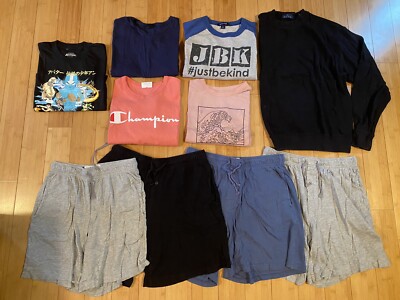 Lot of 10 Mens Tee shirts and jersey knit shorts Champion Avatar Goodfellow S&M