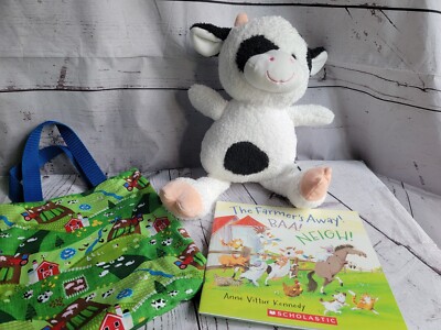 Farm Cow Story Bag W/handmade Matching Bag Stuffed Animal Book
