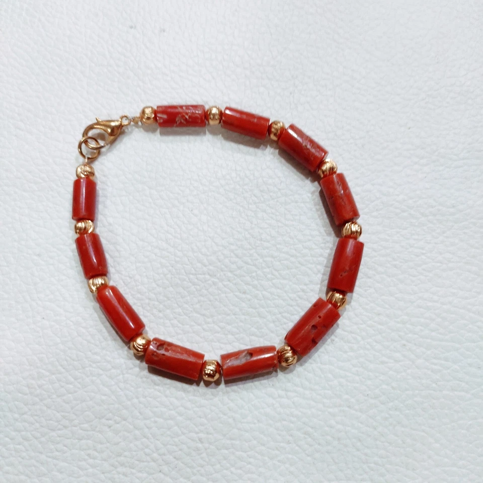 Pulsera de coral natural pulsera de cuentas de coral italiano coral rojo joye... - Imagen 3 de 4