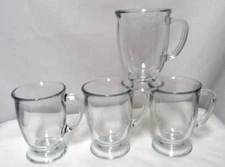 Mug Cup Set 4 Glass Pedestal hold 16 ounces 5.3" tall