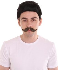 Men's HandLebar Style Moustache Set  Mixed Black Cosplay Facial Hair M-1175