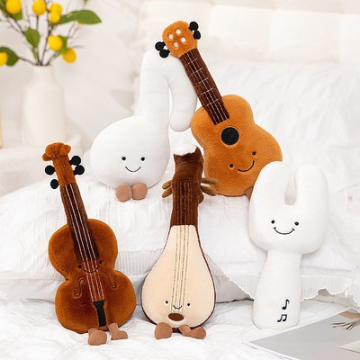 Lustige Musiknoten, Gitarre, Violine, Pipa Plüschtier Puppe Stofftier Kissen