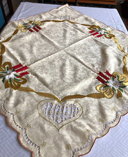 Tablecloth, Christmas Motif, Polyester, Washable, 33.5 x 32.5 Inches