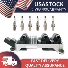 Ignition Coil & 6X Spark Plugs For Audi A4 A6 VW Passat 1.8L 2.0L 2.8L V6 UF256
