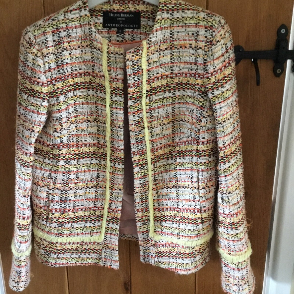 Helene BERMAN ANTHROPOLOGIE Size Cream yellow Orange Tweed