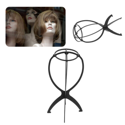 (Black)Wig Head Stand Travel Size Collapsible Wig Stand Wig Display Holder Rack - Picture 14 of 22