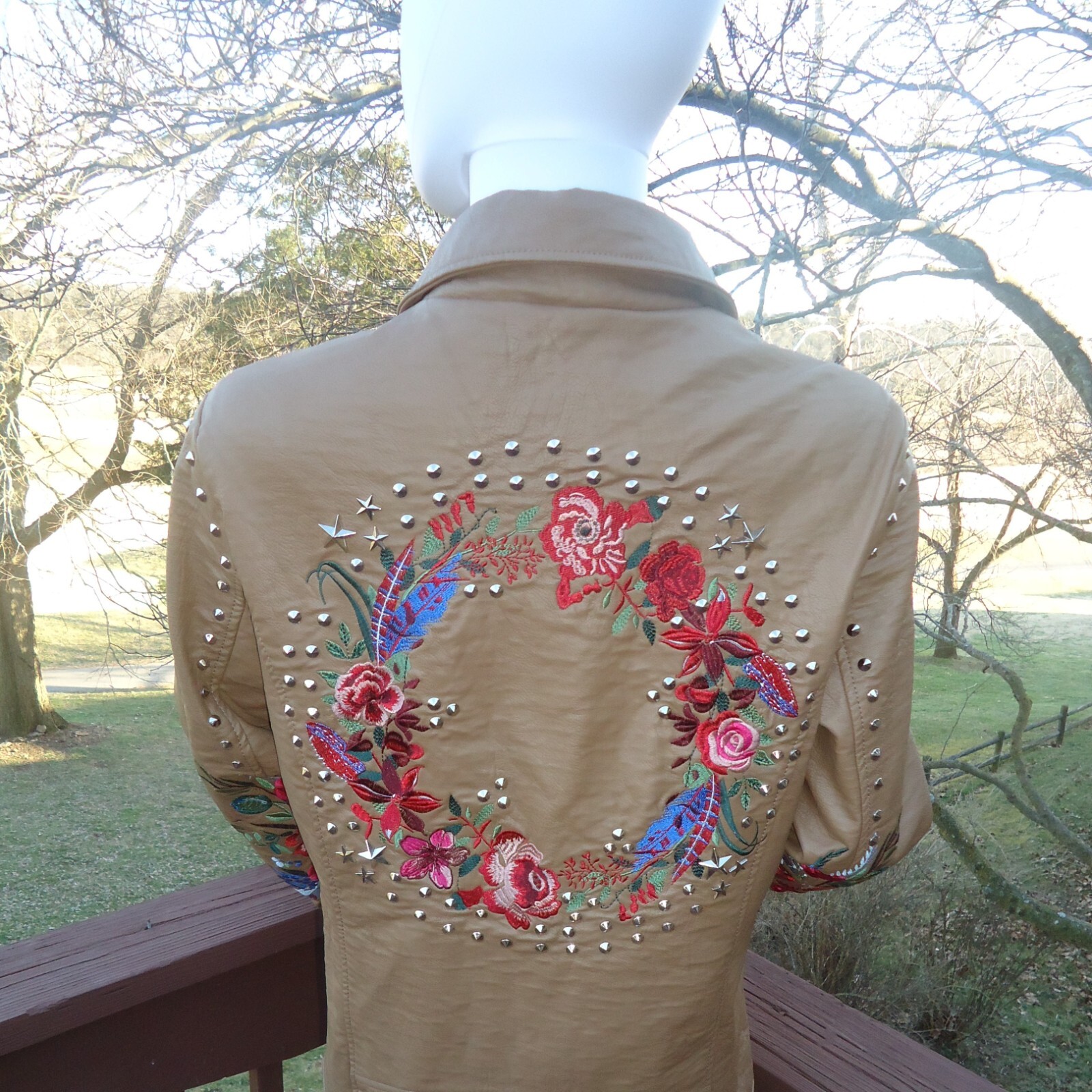 Ameri Mode Medium Brown Jacket Faux Leather Studd… - image 2