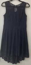 Gardenwed Size M Navy Lace Dress Knee Length Sleeveless Keyhole Back