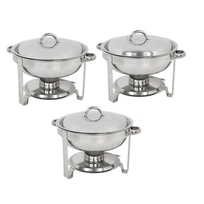 ZenSports Set of 3 Round Chafing Dishes Stainless Steel Buffet Catering 5 QT
