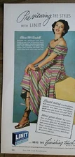 1948 Linit Laundry Starch Claire McCardell designer striped dress vintage ad 