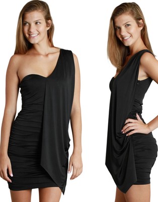 discount stripper black draping cowl net top mini dress 4241