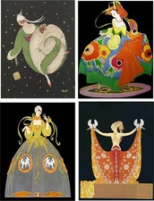 8 ART DECO PRINTS GREETING CARDS WITH ENVELOPES AND ORGANZA BAG
