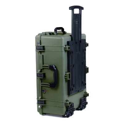 OD Green & Black Pelican 1650 case. Comes no foam - empty. Comes with wheels.