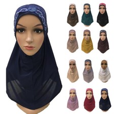 Women Scarf Hijab Cap Hat Headwear Wrap Lace Turban Beanie Amira Muslim Islamic