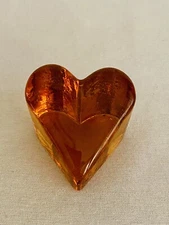 Fire & Light Orange Heart Recycled Glass Paperweight