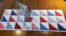 Table Runner Quilted Table Runner Patriotic Independence Day 4th of July Blue