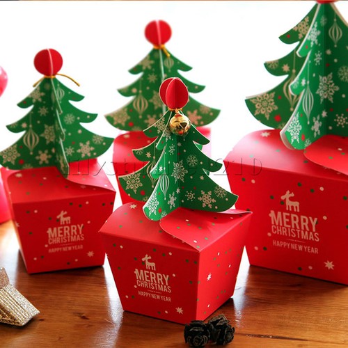 2023 Merry Christmas Tree Bell Party Paper Favour Gift Sweets Carrier Bags Boxes - Picture 5 of 12