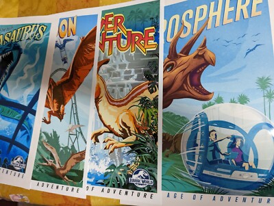 Velocicoaster Jurassic Park Mosasaurus Gyrosphere T-Rex 7 Poster