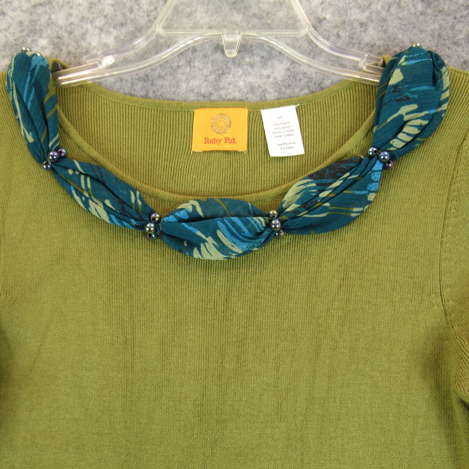 Ruby Rd Womens Sweater Extra Small Green Long Sle… - image 2