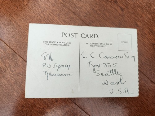 1910 Georgetown British Guiana Postcard Postmarked Postal History - Picture 2 of 2