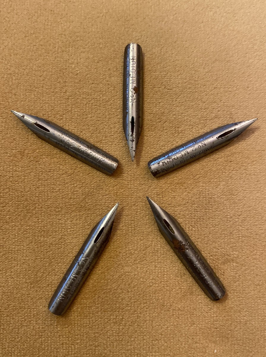 Plumes / Becs Stylo Plume Vintage (135) - Marque Hunt / Resterbrook, Métal