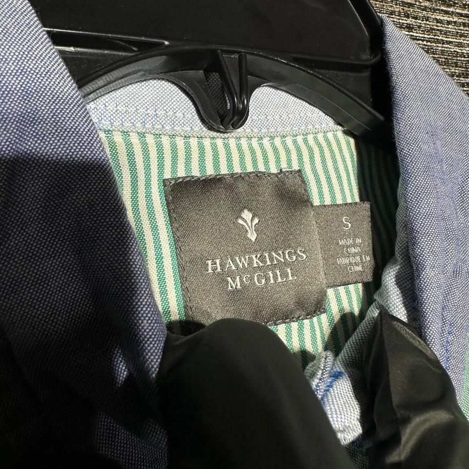 Camisa con botones Hawkings McGill para hombre S verde azul manga larga Foto 2 de 4